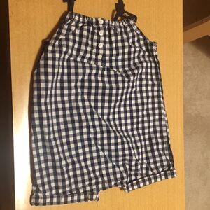 Baby Gap blue white gingham 3 year girls romper tie top button front